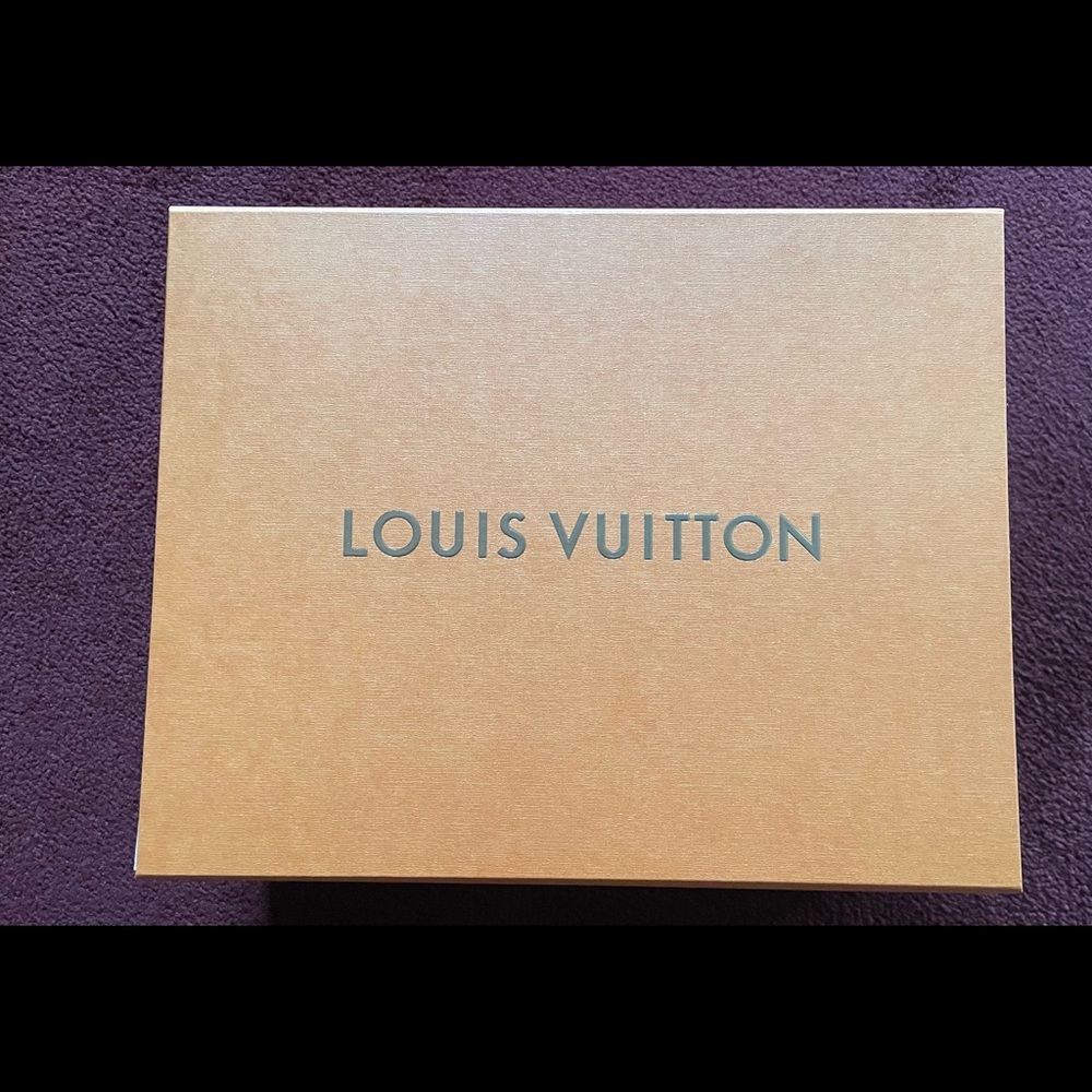Authentic Louis Vuitton shirt box with ribbon and paper